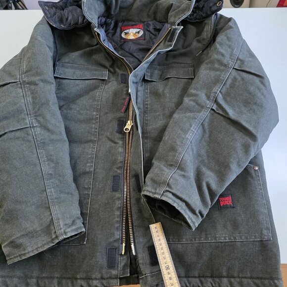 Tough Duck Washed Parka Mens 2XL Charcoal Gray Canvas Workwear Coat Quilt Lined - Picture 11 of 16